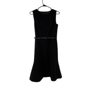 WHBM Black Sleeveless Sheath Dress with Belt - Size 2